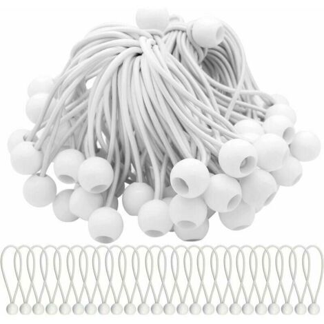 Pack de 75 gomas elásticas con bolas: perfecto para asegurar tiendas, lonas y banderas.