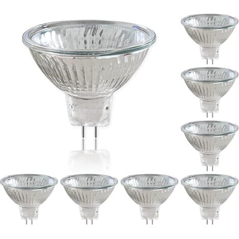 Pack de 8 12V Ampoules Halogènes Réflecteur GU5.3 50W, Dimmable Projecteur, Ampoule Spot Halogène MR16, 660LM, Blanc Chaud 2700K, 36 °Faisceaux, Base à 2 Broches