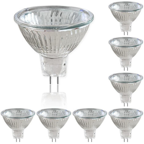 Pack de 8 Ampoules Halogènes à Réflecteur 12V GU5.3 50W, Spot à Intensité Variable, Ampoule Spot Halogène MR16, 660LM, Blanc Chaud 2700K, Faisceau 36°, Culot 2 Broches pour Appairage d'Ampoules