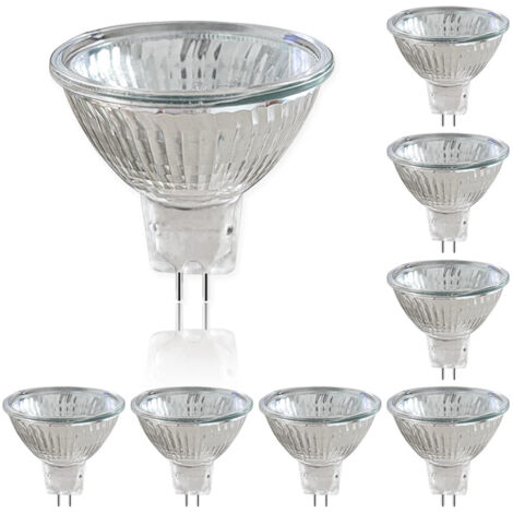 Pack de 8 Ampoules Halogènes à Réflecteur 12V GU5.3 50W, Spot à Intensité Variable, Ampoule Spot Halogène MR16, 660LM, Blanc Chaud 2700K, Faisceau 36°, Culot 2 Broches pour Appairage d'Ampoules