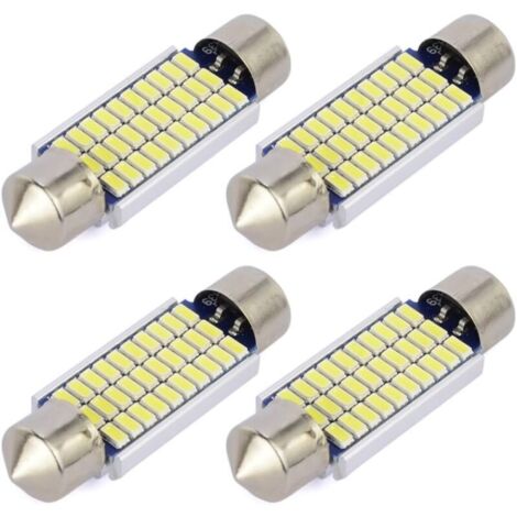 Pack de 8 ampoules LED blanches sans défaut, 41-42mm, 3014, 36SMD, dôme à deux pointes, lumière LED pour intérieur de voiture, DC 12V, 6000k