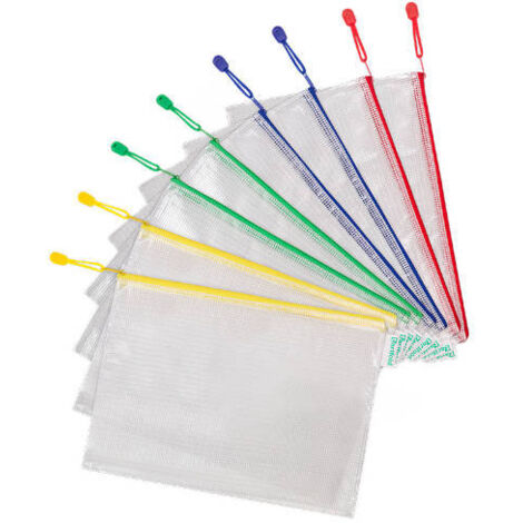 PACK DE 8 BOLSAS ZIPPER MULTIUSOS PVC - CON CIERRE CREMALLERA A4 SURTIDO TARIFOLD 509009