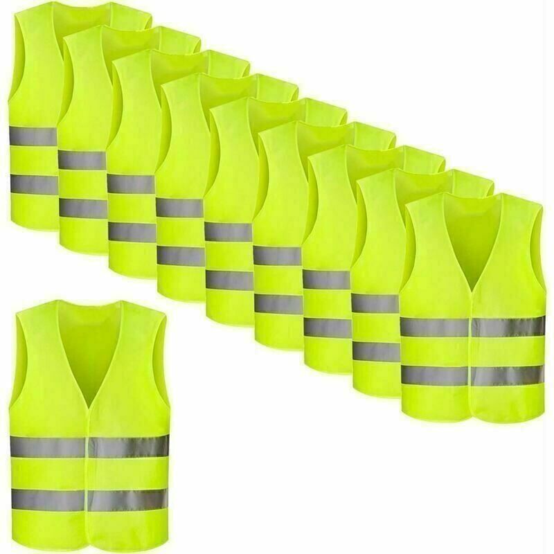 Pack de 8 gilets haute visibilité, jaune fluo, gilet réfléchissant, gilet d'accident, assistance routière réfléchissante à 360 degrés Fei Yu