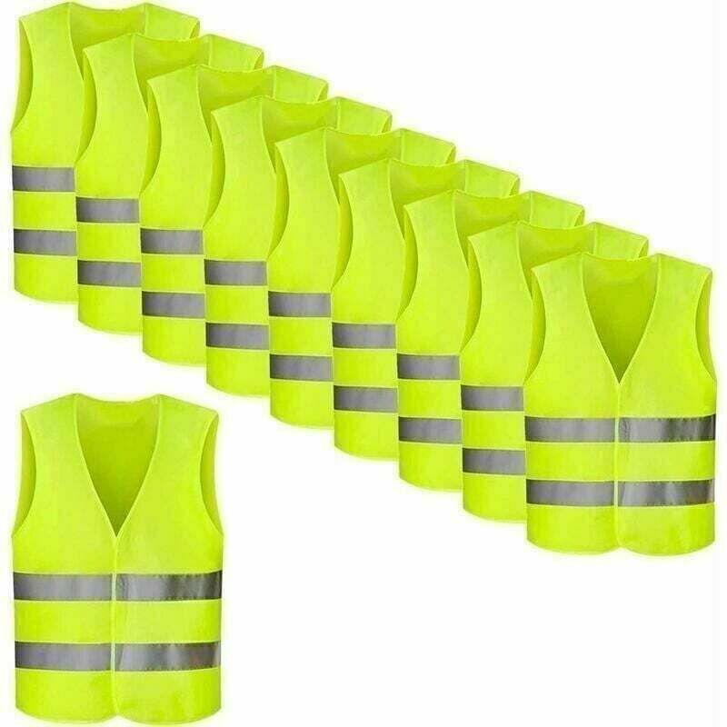Pack de 8 gilets haute visibilité, jaune fluo, gilet réfléchissant, gilet d'accident, assistance routière réfléchissante à 360 degrés-Fei Yu