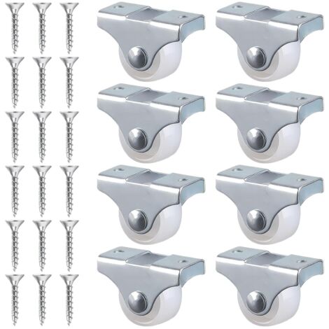 Pack de 8 Mini Roulettes Fixes en Caoutchouc de 25 mm pour Meubles,et Vis, Idéal pour Améliorer Mobilité des Meubles (1 inch)