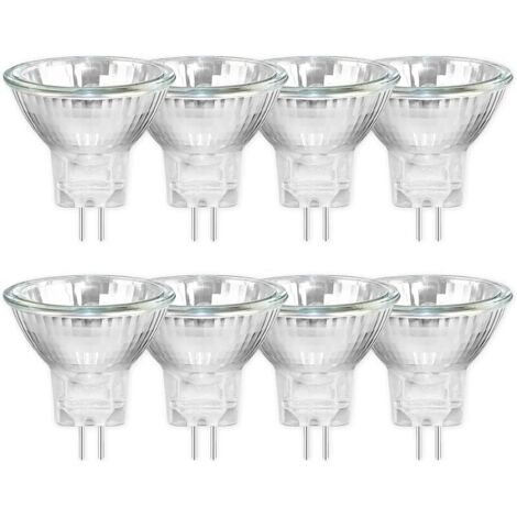 Pack de 8 MR11 12V 20W Ampoules Halogènes GU4, Dimmable Projecteur, 250LM, Ampoule halogène à spot, Blanc Chaud 2700K, 30 °Faisceaux, Base à Bi-Pin Couvercle en Verre