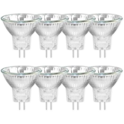 Pack de 8 MR11 12V 20W Ampoules Halogènes GU4, Dimmable Projecteur, 250LM, Ampoule halogène à spot, Blanc Chaud 2700K, 30 °Faisceaux, Base à Bi-Pin Couvercle en Verre