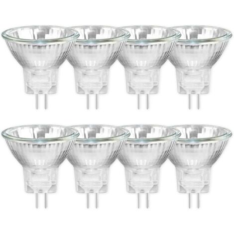 Pack de 8 MR11 12V 20W Ampoules Halogènes GU4, Dimmable Projecteur, 250LM, Ampoule halogène à spot, Blanc Chaud 2700K, 30 °Faisceaux, Base à Bi-Pin Couvercle en Verre [Classe énergétique C]