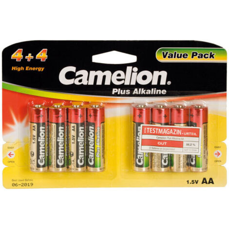 Pack de 8 piles Plus Alcaline LR6 Mignon AA Camelion (11044806)
