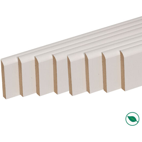 Pack de 8 plinthes bord arrondi MDF revêtues blanc 2200 x 80 x 14 mm PEFC 70%