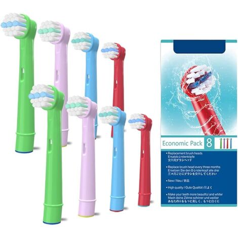 Pack de 8 Pour Oral B Tête de Brosse à Dents électrique Compatible Pour Enfants Pour Enfants, Tête de Brosse de Rechange Oral B Adaptée à la Plupart des Séries de Brosses à Dents Compatibles