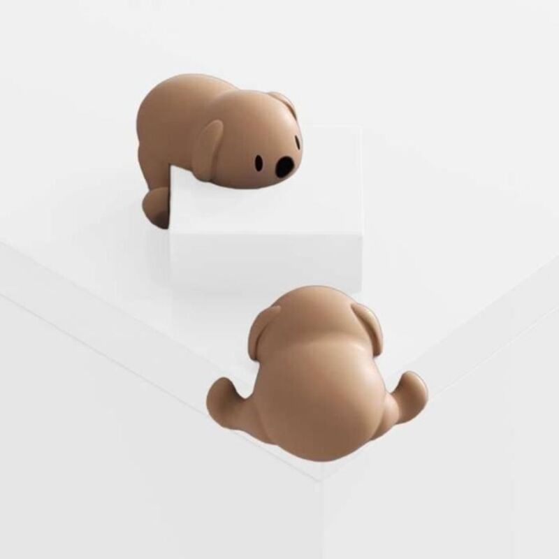 Pack de 8 protections anti-collision pour coin de table en silicone chiot - Silicone - marron