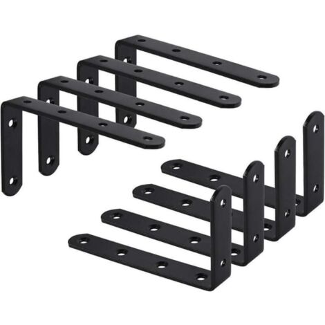 Pack de 8 soportes de pared en forma de L, soporte fijo para muebles colgantes, 125 x 75 x 3 mm