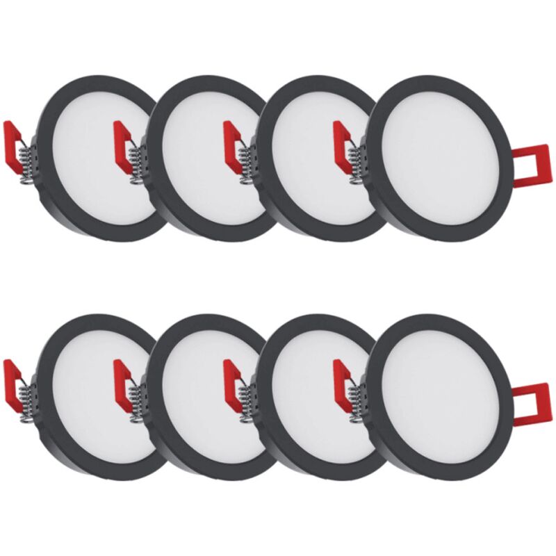 Pack de 8 spots led intégrées cct IP54 conso. 4W 345 lumens Noir - PACK8SEL345NIPCCT - Xanlite