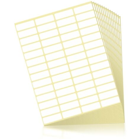 Pack de 840 Auto-Adhésif des Étiquettes Blanches pour l'Étiquetage Universel 38 x 13 mm, Adresse Autocollants Rectangulaires pour les Dossiers de Fichiers, Boîtes de Verre, École, Bureau, Cuisine, Con