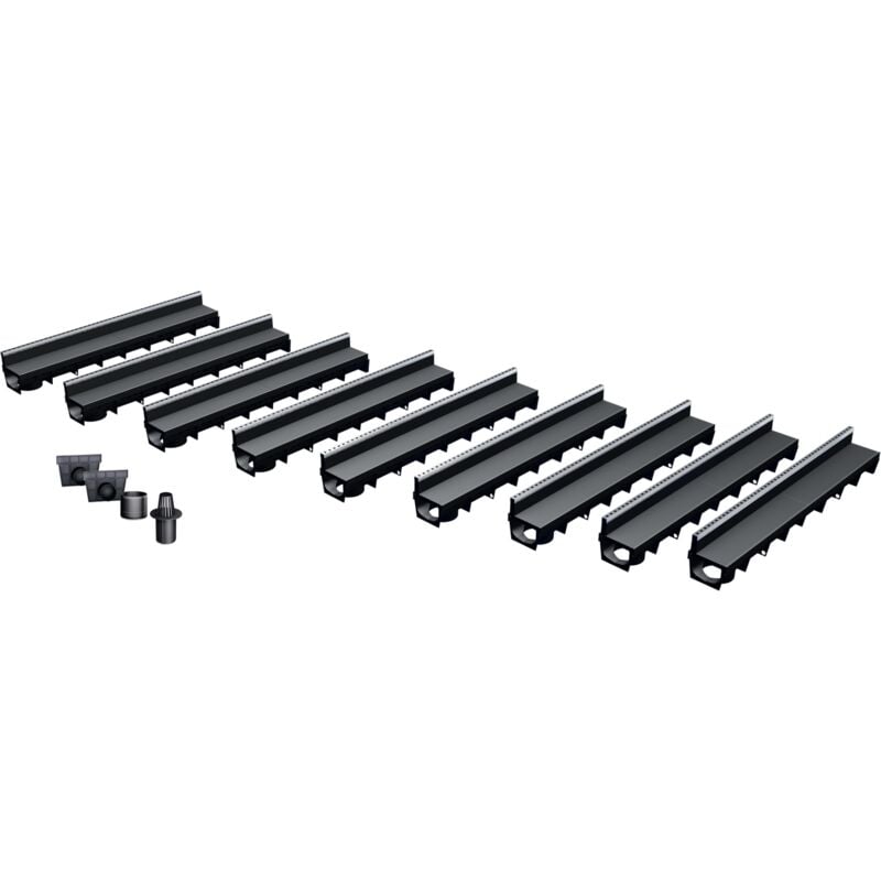 MEA - Pack de 9 caniveaux park avec grille à fente + e-blade t en Inox