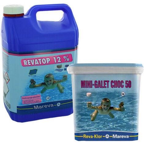 Pack de apertura de piscina MAREVA - Revatop - Cloro de choque - Bleu