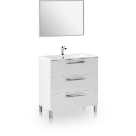 Pack de baño con lavabo cerámico Feel Blanco Brillo (ancho) x 57cm (alto)