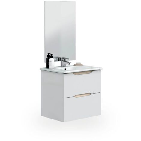 Pack de baño con lavabo cerámico Nexa Blanco - Roble (ancho) x 57 (alto)