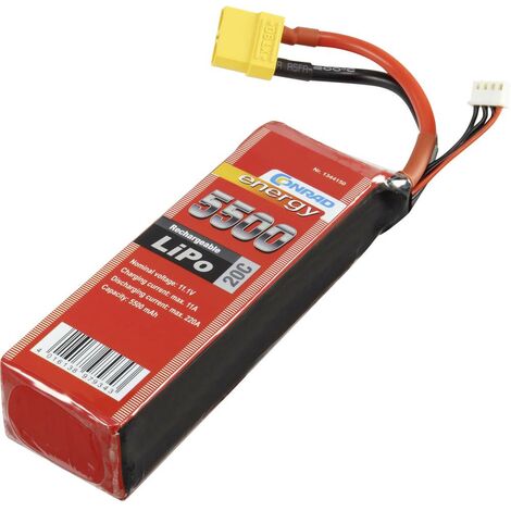 Pack de batterie (LiPo) 11.1 V 5500 mAh Conrad energy 1344150 20 C Softcase XT90