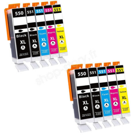 Pack de Cartouches 550/551 XL Compatibles pour Imprimante CANON 550/551 XL