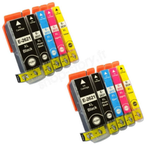 Pack de Cartouches Encre Compatibles Epson T2636 26XL Couleur Noir Cyan Magenta Jaune