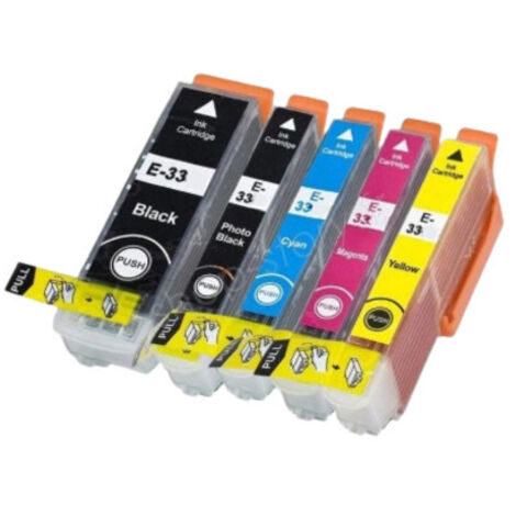 Pack de Cartouches Encre Compatibles Epson T3357 33XL Couleur Noir Cyan Magenta Jaune