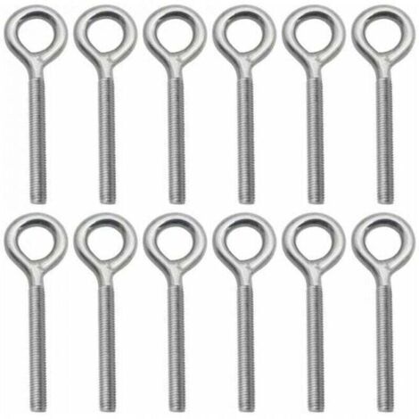 Pack de de 12 - M8 Boulons à Oeil en 304 Acier Inoxydable , XU,Vis à Anneau Piton à Visser pour Balançoire Machine Extérieure - KZQ