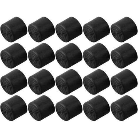Pack de de 20 embouts de chaise en caoutchouc pour pieds de table de sol, XU, évite les rayures, Matériau PVC noir (22 mm) --Crezuo