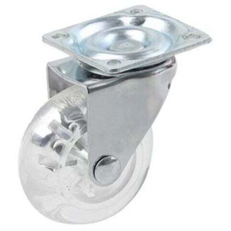 Pack de de 4 roulettes transparentes de 50 mm avec frein pour transport, XU, Facile à déplacer, Convient à toutes les surfaces (50 mm), Revêtement caoutchouc transparent, Charge totale 140 kg. - KZQ