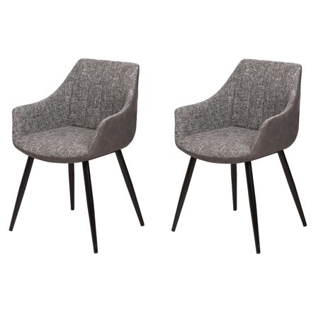 Pack de deux fauteuils de salle Ã  manger de style industriel avec assise et dossier en tissu Covadonga gris pierre.