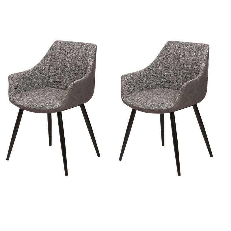 La Silla Española - Pack de deux fauteuils de salle à manger de style industriel avec assise et dossier en tissu Covadonga gris pierre.