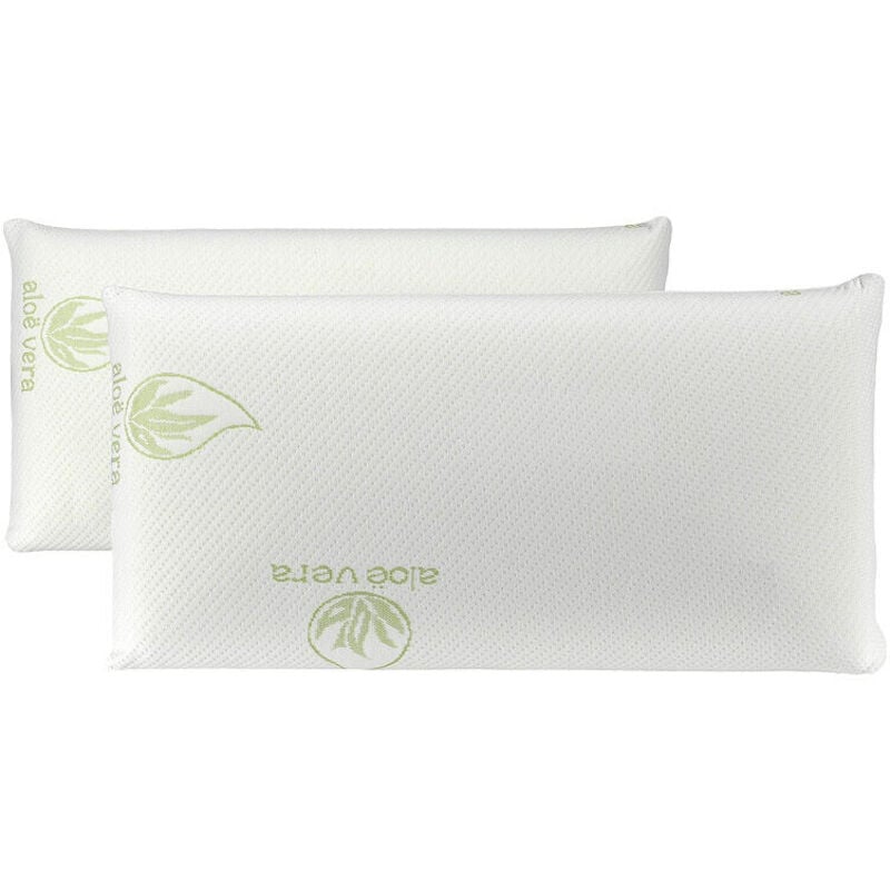 Pack de deux oreillers en flocons anti-allergiques 100% viscoélastiques à l'aloe vera 90 cm