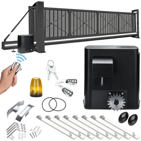 Pack de motorisation pour portail coulissant 600KG Connect avec Kit de connectivité - Pour portail longueur max. 12m - Noir