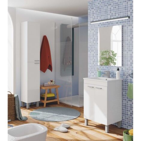 Planetmöbel Mueble bajo Lavabo en Color Antracita, 50 cm, con Lavabo y  Espejo, Juego de Muebles de baño para Cuarto de baño
