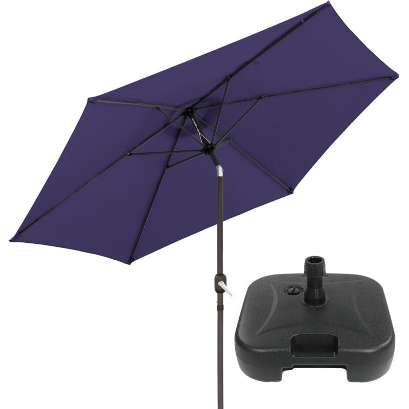 

Lolahome - Pack de parasol jardín inclinable azul oscuro de aluminio de Ø 300 cm. y base de parasol