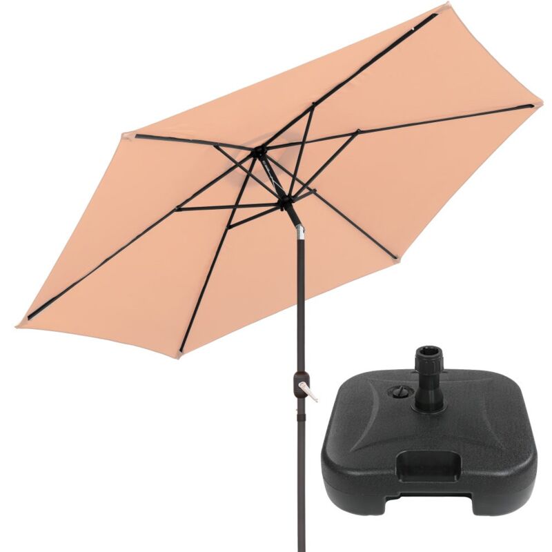 

Lolahome - Pack de parasol jardín inclinable beige de aluminio de Ø 300 cm y base de parasol