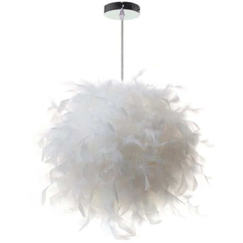 Pack de pendentif plume blanche 30cm lustre suspension abat-jour E27 plafonnier pour chambre salon salle à manger décor