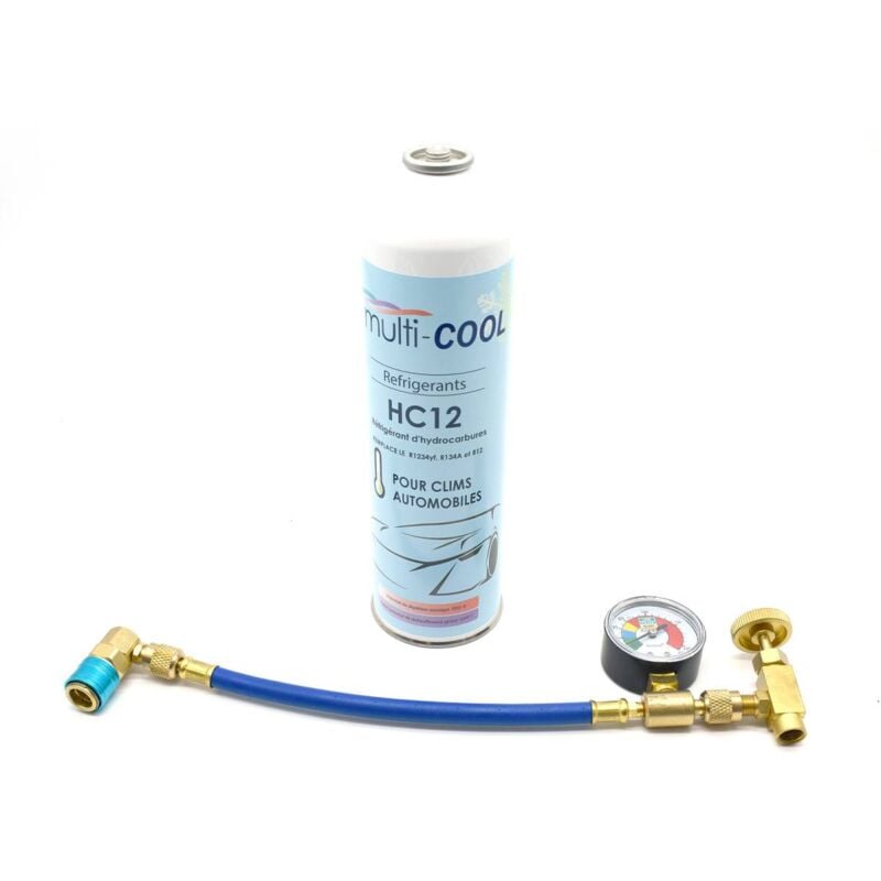 Pack de recharge MULTICOOL 12a , remplace le r12, r134a et 1234yf , avec flexible de recharge -1 x 420grs