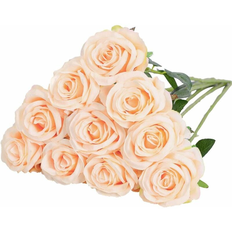 Ineasicer - 12 pcs Roses Fleurs Artificielles de Soie Faux Bouquet Arrangements Décoration Floraux Rose Fleurs Maison Mariage Fête d'anniversaire