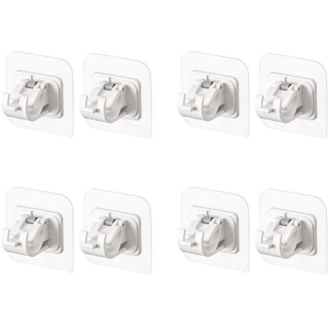 Pack de soportes de barra de cortina blancos sin taladro, soporte de barra transparente autoadhesivo