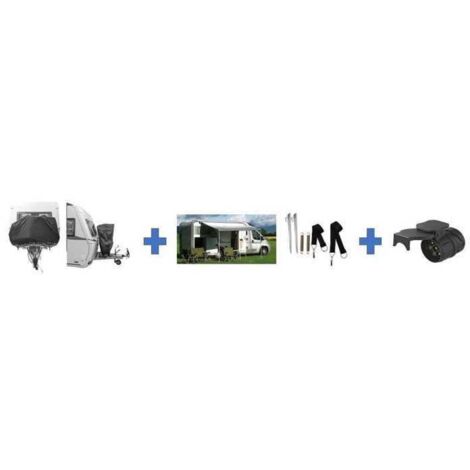 Pack départ camping - HTC EQUIPEMENT - Incluant : 1 housse pour 2 vélos, sangle anti tempete, adaptateur