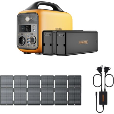 Pack Desk Nomade RUNHOOD - Station HE600 + 648 Wh + 200 W Solaire - Bureau Mobile Plug et Play