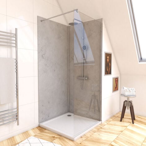 Pack di 2 Pannelli Murali Pietra Light Grey 90x210 cm con Profili Cromati - STONE'IT