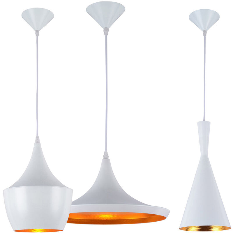 Image of Set di 3 Lampade a Sospensione per Soffitto - Design Industriale - Extensive Bianco - Alluminio - Bianco