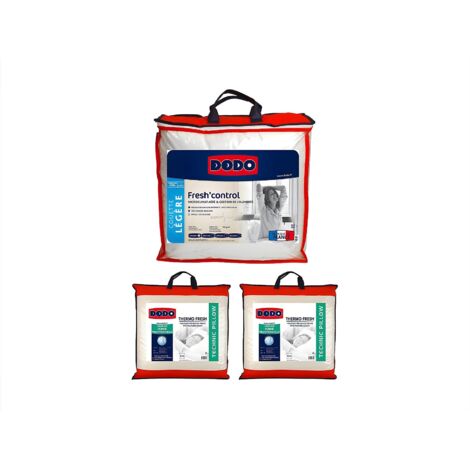 Pack DODO couette 240 x 260 cm anti-transpirante + 2 oreillers 60 x 60 cm effet rafraîchissant FRESH CONTROL