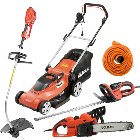 PACK - DOLMAR Tondeuse 41cm EM410 + Coupe-Herbe ET101C + Taille-Haie 65cm HT6510 + Tronçonneuse 35cm ES39TLC + Rallonge 40m