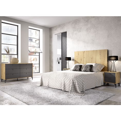 Miroytengo Conjunto Muebles Dormitorio habitación Estilo nórdico Blanco 150  cm (Cabecero + 2 mesitas + Cama + cómoda) : : Hogar y cocina