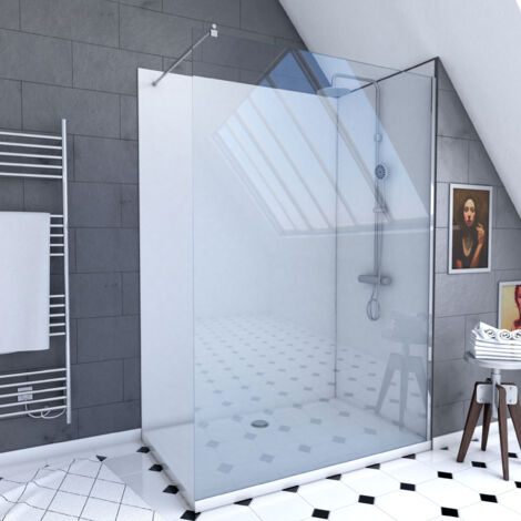 pack douche à l'italienne 90x120 - kit panneaux muraux blanc/chrome + receveur + paroi 6 mm