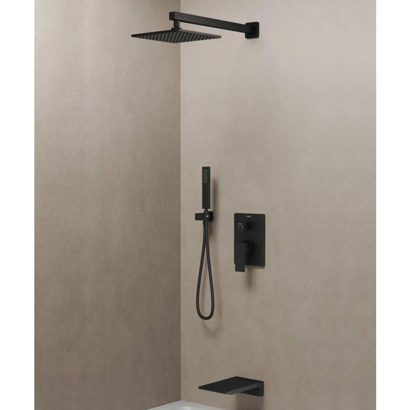 Kroos ® - Pack douche et bain encastré Noir - Thilia